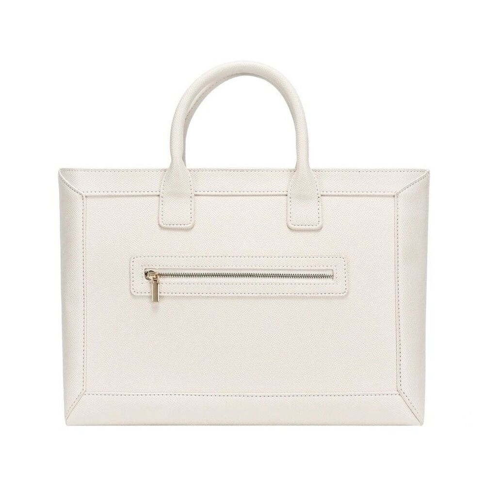 NWT Daisy Rose Tote Shoulder Bag with Front Zipper - Cream - Vegan Leather